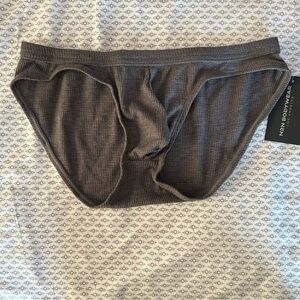 N2N Bodywear Grey Waffle Knit Grid Pouch Briefs Size Large NWT